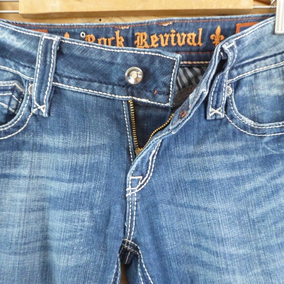 Rock Revival Blake Light Blue Denim Straight Boot Leg Jeans Size 29 Long Tall - Picture 6 of 14